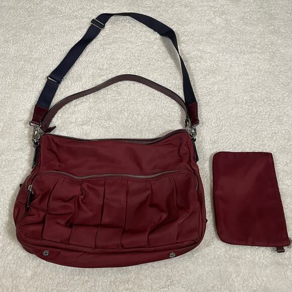 MZ Wallace Paige Crossbody Bag Burgundy Detachable Strap with Pouch Travel - Picture 4 of 7
